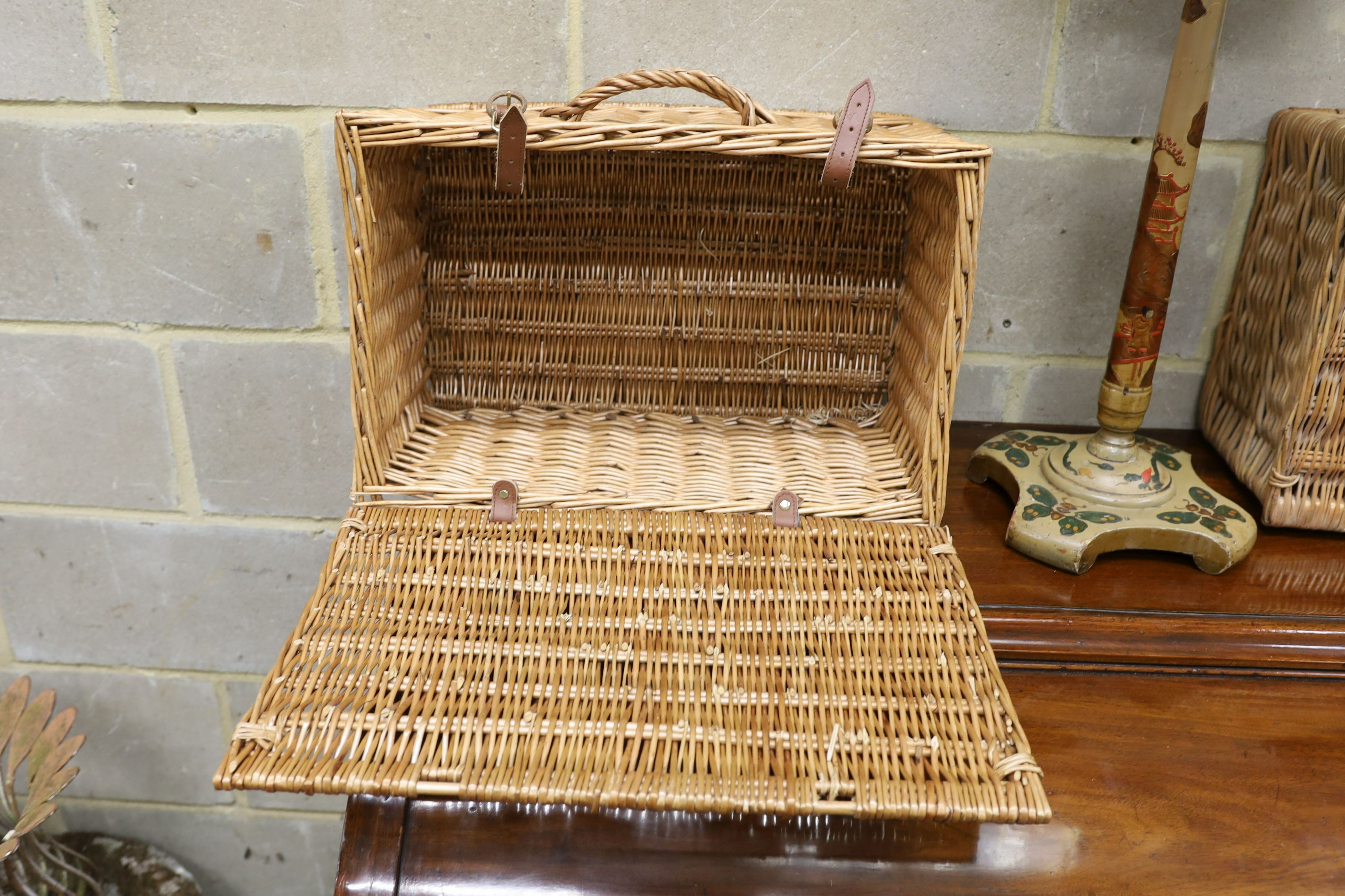 Two Fortnum & Mason wicker picnic hampers, width 52cm, depth 36cm, height 22cm